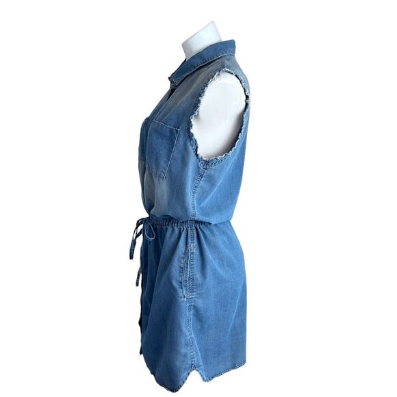 Spoon Chambray Dress Coastal Cowgirl Button Front Denim Shirt Dress Size Large - Picture 2 of 14